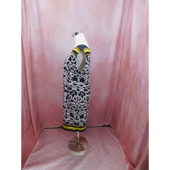 Jessica Howard Size M Woman's Black White Yellow Sleeveless Shift Dress - Picture 8 of 11
